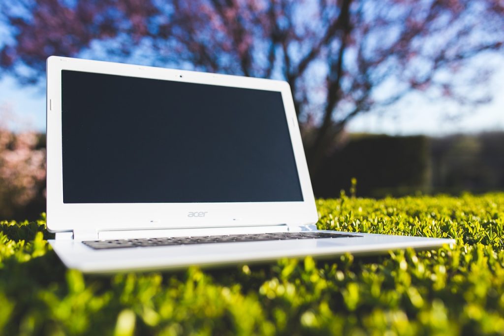 laptop, grass, acer